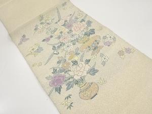 アンティーク　綴れ　花瓶模様織り出し袋帯（材料）